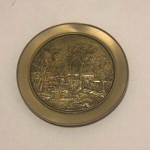 Currier and Ives Brass Decorative Plate